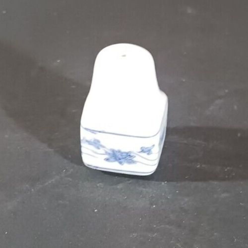 Vintage MINI Porcelain SALT SHAKER 1 1/2" Delicate Blue Flower Print W Stopper
